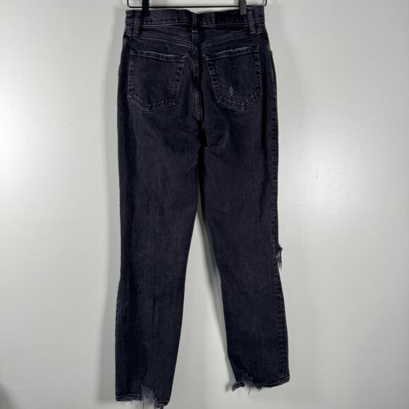 Abercrombie & Fitch Black The 90s Straight Jeans Ultra High Rise Distressed 27/4 - Picture 5 of 11
